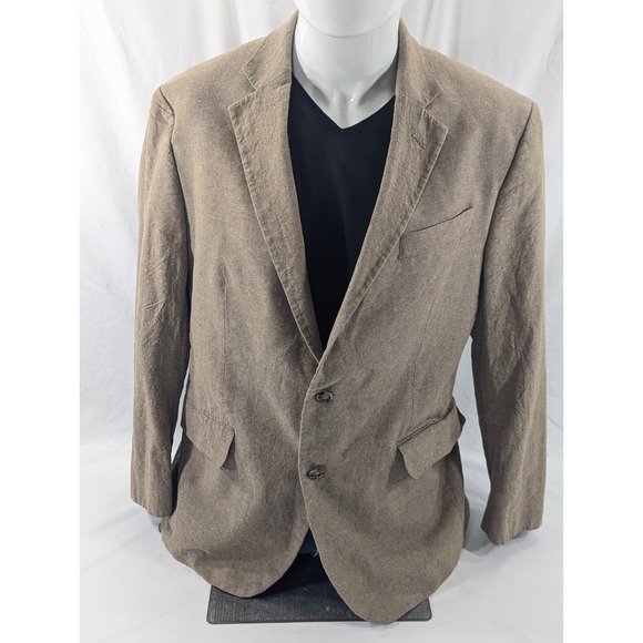 Stafford Blazer Sport Coat Suit Jacket Linen Cotton Blend Heathered Red 42R 44" - Picture 2 of 13